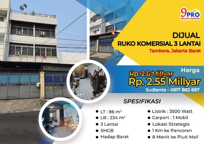 Dijual Ruko 3 Lantai Strategis di Jalan Laksa, Tambora - Cocok untuk Bisnis Konveksi  Deskripsi: Dapatkan peluang emas u